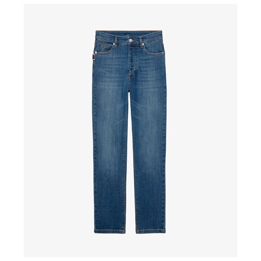 Zadig & Voltaire Mamma Eco Denim Jeans Straight Leg Slim Fit Faded Retro Vintage